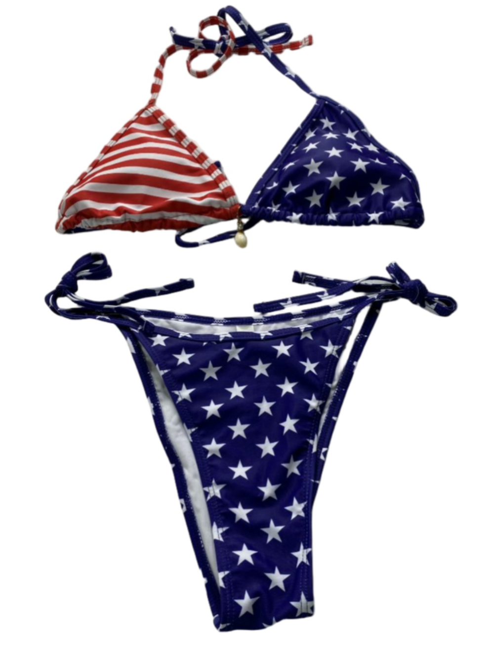 Patriotic Women's Bikini M Blue Red American Flag Swimsuit